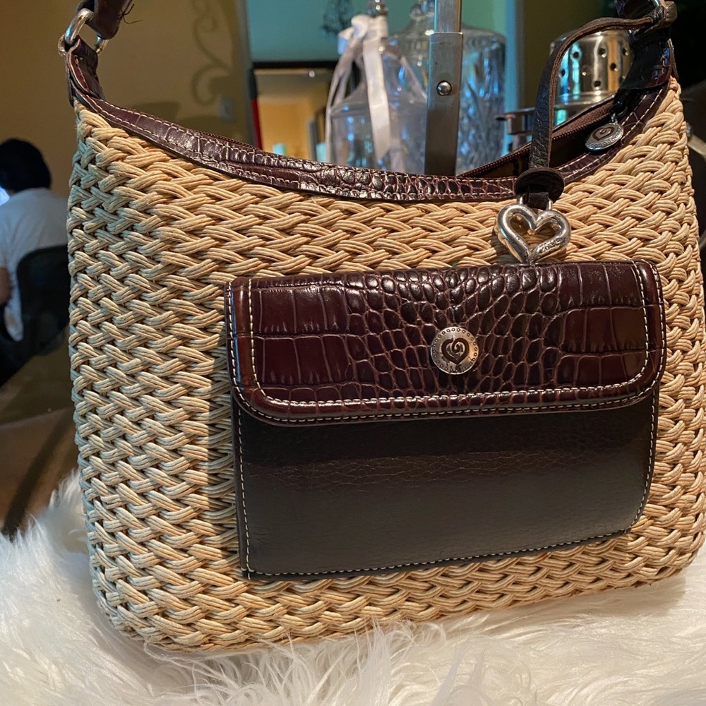Brighton Straw Leather Purse Beige Raffia purse